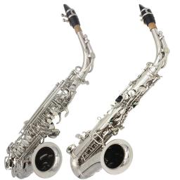 Saxofone Alto Latão Material com Correia, pano de limpeza, suporte Trimmer, E-Flat, Eb, prata - Image 5