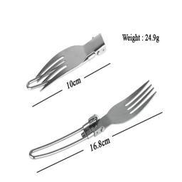 Camping Fork Spoon Louça Ao Ar Livre Dobrável Ultraleve Conjunto De Pratos De Aço Inoxidável Para Acampar Cozinhar Ao Ar Livre - Image 5