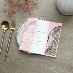 (50 peças/lote) cartão de convite de design de porta de casamento de corte a laser personalizar impressão prata glitter festa cartões de convite ic140 - Image 4