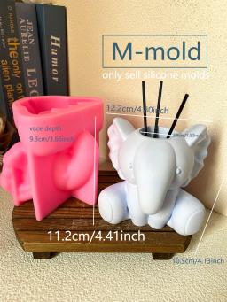 Silicone Elefante Vaso, Molde De Gesso, Vaso Suculento, Bastão De Aroma De Concreto, Embarcações, Porta-canetas, Plantadores, Bonito - Image 4