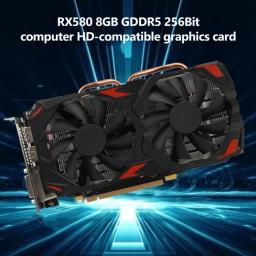 Nova placa gráfica rx580 ventilador de refrigeração duplo 8gb gddr5 256bit dissipação de calor eficiente memória de baixo ruído placa de jogos de vídeo - Image 5