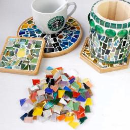 50 peças de mosaico de vidro colorido 1cm quadrado crianças artesanato mosaico material multi-cor diy várias cores para artes e ofícios h - Image 1