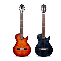 Guitarra elétrica portátil com efeito embutido, bonito Sunset Flame Maple, silencioso, corda de nylon, viagem, clássica, alta qualidade - Image 2