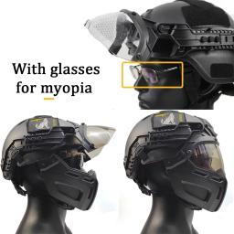 Capacete Airsoft com Conjunto de Óculos de Proteção e Visor Conjunto de Proteção Militar de Paintball Visor 90°Ajustável Para caça ao ar livre, CQB Tiroteio, BBS - Image 3