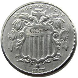 Cinco Cents Moedas De Cópia De Níquel, EUA Um Conjunto de 1866-1883, 20Pcs - Image 2