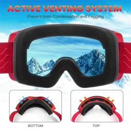 Óculos de esqui magnéticos homens snowboard óculos de camada dupla lente anti-nevoeiro uv400 óculos de neve feminino snowmobile óculos de esqui otg - Image 2