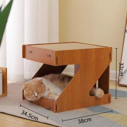 Gato scratch board madeira duplo gatos móveis casa gato brinquedos acessórios para animais de estimação coçar almofadas gato escalada quadro papelão - Image 6