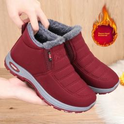 Novas botas de neve de algodão para casal, espessadas, quentes, forradas de pelúcia, casuais, bico redondo, calçados planos para homens e mulheres no inverno - Image 2
