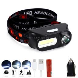 Farol LED para caça à pesca, 6 modos, XPE + COB farol, tocha principal, lanterna, bateria por 18650, 6000Lumens - Image 2