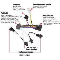 E-Bike freio dianteiro e luz traseira Set, Bike Rack Lâmpada com buzina, Interruptor do farol, Turn Tail Light, Acessórios bicicleta elétrica, 24V, 48V - Image 2