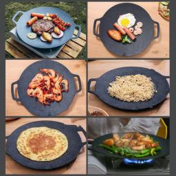 Panela antiaderente coreana, Revestimento de pedra médica, Acampamento de mármore antiaderente, Griddle redondo com alça para assar, Grill,BBQ, 1pc - Image 3