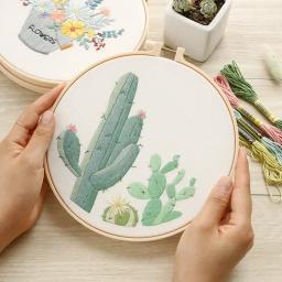 Kit Flor Bordado para Iniciantes, DIY Ponto Cruz Set, Costura Impressa, Artesanato de Arte, Hanging Picture, Home Decor, 20cm Frame - Image 3