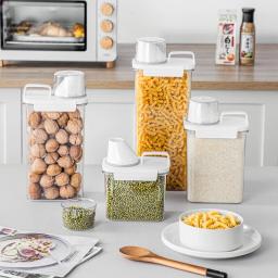 Recipiente De Armazenamento De Alimentos Pet Hermético, Frasco De Cereal De Plástico com Copo De Medição, Dispensador De Detergente Em Pó De Lavanderia, Caixa De Armazenamento - Image 4