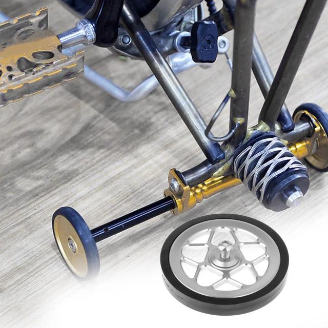 Roda Auxiliar Dobrável de Alumínio 80mm com Parafuso para Bicicletas - Reparo Rápido e Estável