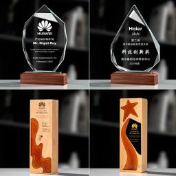Troféu De Cristal Personalizado, Base De Madeira Criativa, Excelente Decoração De Casa, Produção Profissional, Lembrança, Nova - Image 4