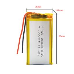 1 unidade 3,7 V 3000 mAh 103665   Bateria recarregável de polímero de lítio GPS para gravador de condução de luz LED PSP alto-falante Bluetooth - Image 6