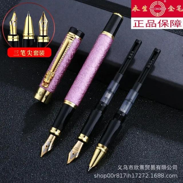 Conjunto de Canetas de Aço Eternal: 3 Peças para Caligrafia e Assinaturas, Ideal para Estudantes e Escritórios com Cartuchos Recarregáveis