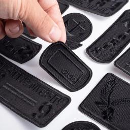 Auto-adesivo preto bordado tecido Patch, roupas de couro, Mend Decore, Iron On Patch, Vestuário Costura Patches para Vestuário, 6pcs - Image 2