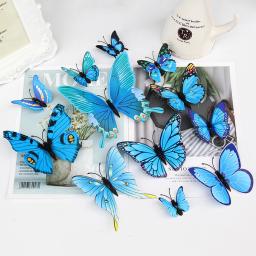 12 pçs borboleta adesivos de parede cor 3d adesivos para decoração de casa rosa azul adesivos para telha janela diy arte da parede ímã adesivos - Image 2