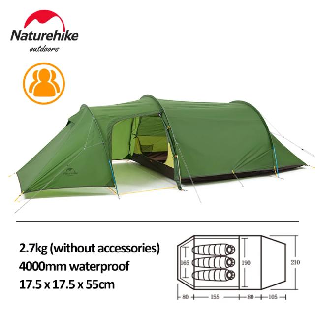 Barraca de Camping Impermeável Naturehike para 2 a 3 Pessoas com Frente Grátis - Ideal para Aventuras ao Ar Livre