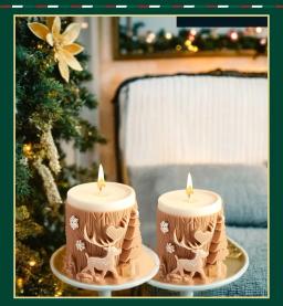 Silicone resina epóxi Natal vela molde, alívio de veados, cilíndrico gesso, Desktop ornamentos, DIY decoração - Image 4