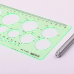 Y1ub círculos plástico verde modelo geométrico régua estêncil ferramenta medição estudantes - Image 4