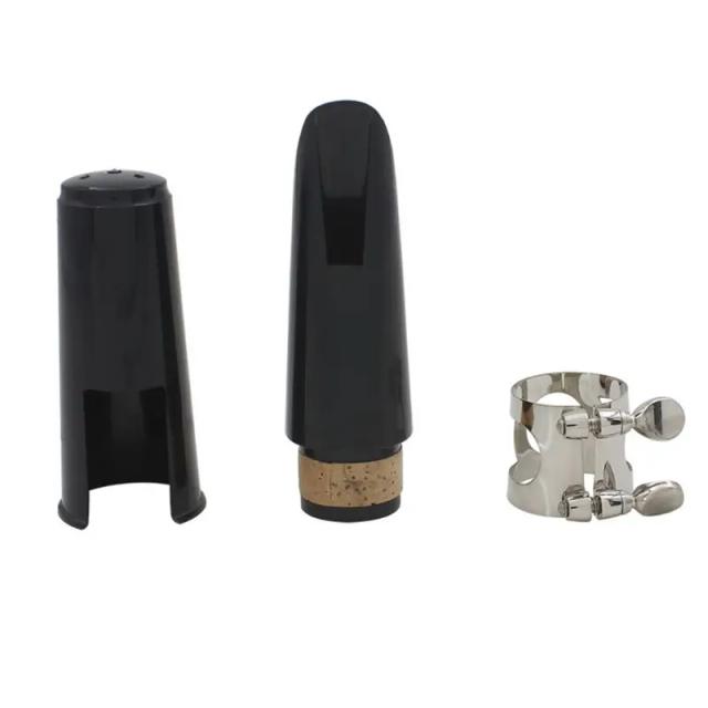 Kit Completo para Clarinete: Bocal com Ligadura, Palheta e Tampa Plástica na Cor Preta