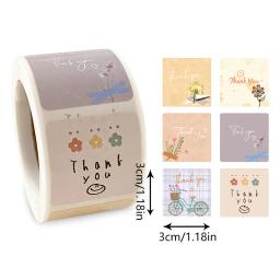 Cute Cartoon Floral Obrigado Adesivos, Feriado, Decoração De Presentes De Festa De Casamento, Selo Adesivo, Etiquetas De Envelope, Bonito, 300pcs por rolo - Image 6