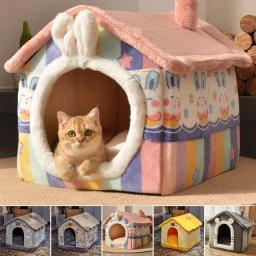 Cama dobrável para animais domésticos, suprimentos para cães, cães de pequeno e médio porte, caverna quente para cachorros, sofá, inverno - Image 1