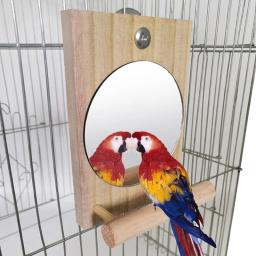 Papagaio espelho brinquedos para gaiola pendurado pássaro acessórios de madeira poleiro suporte de madeira natural balanço papagaio animais estimação itens para araras canários - Image 2