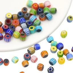 Contas De Vidro Artesanais com Balde Listrado, Mil Flores, Abóbora Nepalesa, Contas Espalhadas, Fios De Mão DIY, Colar Acce, 30PCs - Image 1