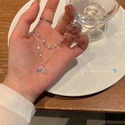 Colar pingente de coração de cristal zircão para mulheres Y2K Pink Heart, elegante corrente de clavícula feminina, joalheria, moda coreana - Image 3