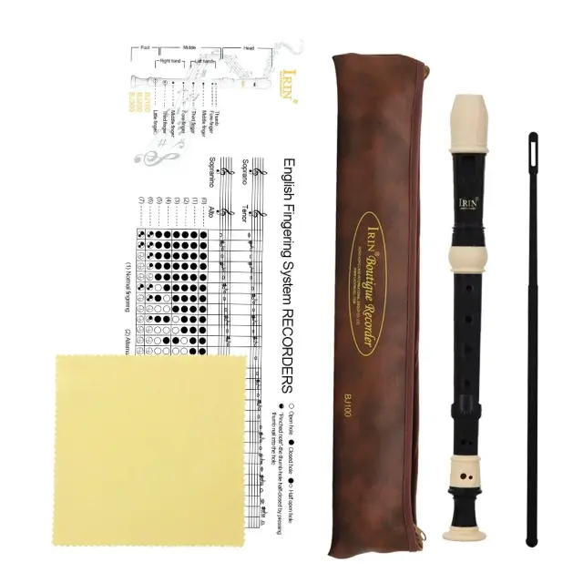 Clarinete Barroco Irin e Flauta Vertical Soprano: Acessórios Inclusos para Iniciantes em Música