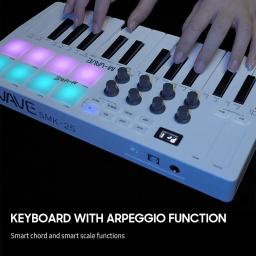 M-VAVE-25 Midi Teclado Portátil, USB, MIDI, Controlador com 8 Backlit Drum Pads, 8 Botões, 8 RGB teclas sensíveis - Image 2