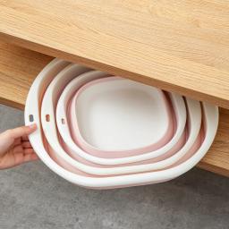 1 pçs silicone dobrável lavatório viagem portátil bacia balde dobrável para casa banheiro lavatório pendurado bacias de banho - Image 4