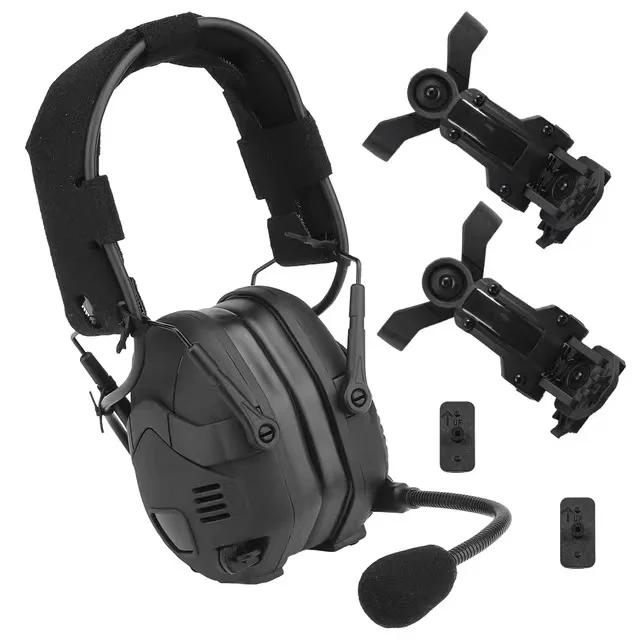Fones de Ouvido Táticos Bluetooth para Airsoft com Capacete M-LOK e Protetores de Tiro Armuffs