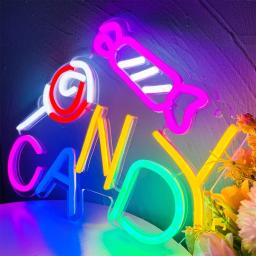 Candy Shop Neon Sign Para Decoração De Parede, Luz LED de Negócios, Halloween, Casa, Decoração Pendurada, Negócios - Image 3