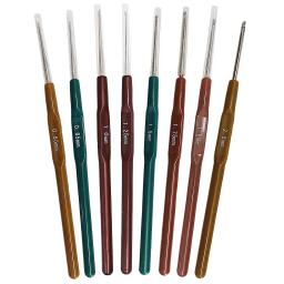 8 peças agulhas de tricô ganchos de crochê ferramenta de plástico 0.65/0.8/1.0/1.25/1.5/1.75/1.9/2.5mm kit de agulhas de costura de suéter - Image 1