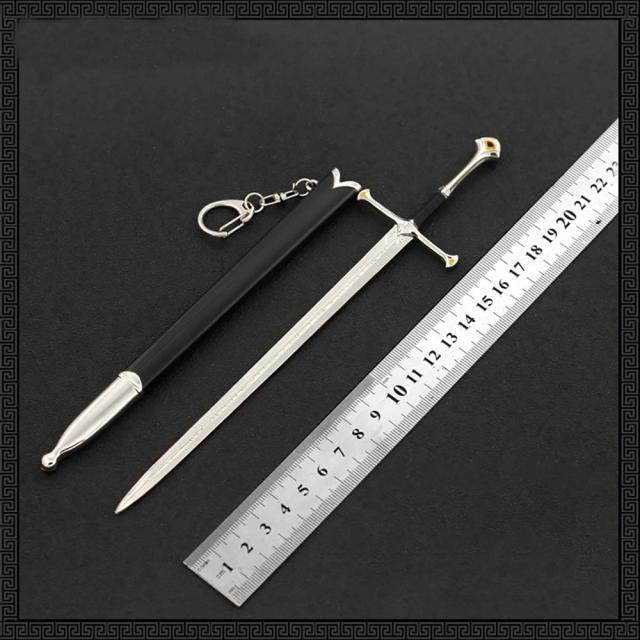 Espada Periférica de Metal do Aragorn - Chaveiro Decorativo de 22cm do Senhor dos Anéis em Escala 1:6