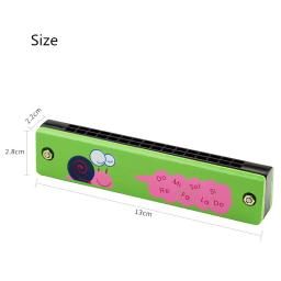 Double Row Wooden Harmonica para iniciantes, Blowable, 16 buracos, Cute Cartoon Pattern, Brinquedos Educativos Musicais para Crianças e Crianças - Image 5