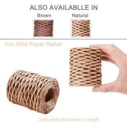 55 jardas floral ferro ligação haste fio 2mm papel embrulhado corda de rattan fio de papel rústico para buquês de flores diy artesanato embrulho de presente - Image 3