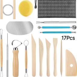 Aço inoxidável Olaria Sculpting Ferramentas Set, Cerâmica Detalhe Textura, Shaping Blade, Argila Modelagem, Kit de Ferramentas, Escultura Hole Punch, 17Pcs - Image 1