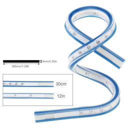Régua Curvada para Costura, Escala Inglesa e Métrica Flexível Suave, Elaboração de Engenharia, Ferramentas de Desenho, Acessórios de Costura 30cm - Image 3