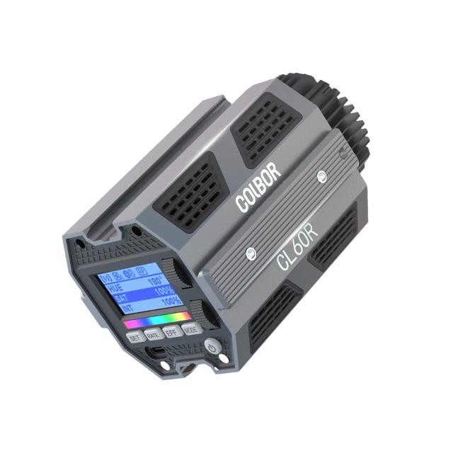 Luz de Vídeo RGB Regulável com Tela LCD, Efeitos Especiais e Refrigeração - CL60R 65W 2700K-6500K, CRI 99,97, 13 Efeitos FX