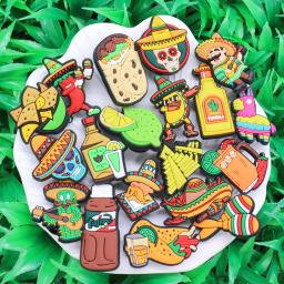 Encantos do Frango Mexicano, Taco, Cacto, Acessórios de PVC, Sapatos Fivela, Decorações para Crianças, Presente de Natal, Nova Chegada, 1-19PCs - Image 4