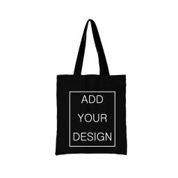 Bolsa preta personalizável para mulheres, bolsas de lona grandes, sacolas de compras, bolsa de anime, tecido Shopper Cloth, verão - Image 1