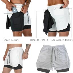 Conjunto Sportswear Compressão para Homens, Fato Ginásio Fitness, Camisa Secagem Rápida, Shorts Performance 2 em 1, Atletismo Verão, 2PCs - Image 6