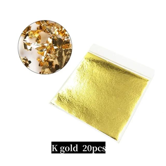 Papel Decorativo em Folha de Ouro Imitado para Brincos DIY com Argila Polimérica - 20 Folhas de Ferramentas para Criação de Jóias