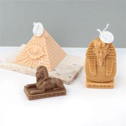 Molde de vela forma pirâmide diy resina aromaterapia faraó sphinx arte fundição molde de silicone artesanal vela que faz moldes ferramenta - Image 2