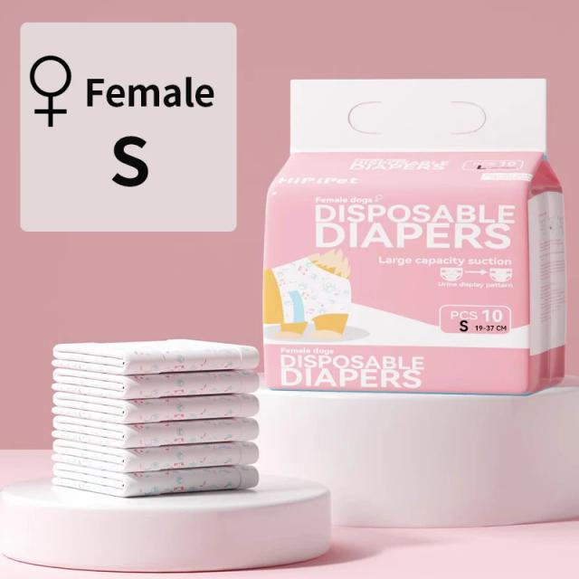 Fraldas Descartáveis Absorventes e Calças Fisiológicas para Cães - Pacote com 10 Peças de Roupa Íntima Feminina Doggy